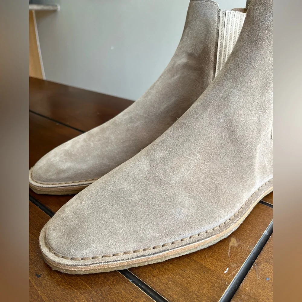 Sz 12 Saint Laurent Beige Suede Leather Chelsea Boots - Picture 10 of 10